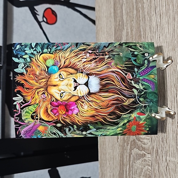noblecaptures Other - Groovy Psychedelic Jungle Lion‎ Floral Fantasy Oil Painting 4x6 Art Print